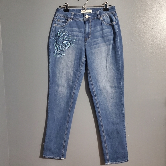 Est 1946 Denim Womens Classic Blue Embroidered Jeans Size 6 - Picture 1 of 7